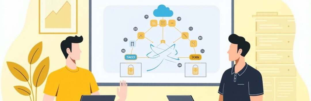 Flux_Dev_Flat_modern_illustration_of_a_DevOps_engineer_and_a_s_0