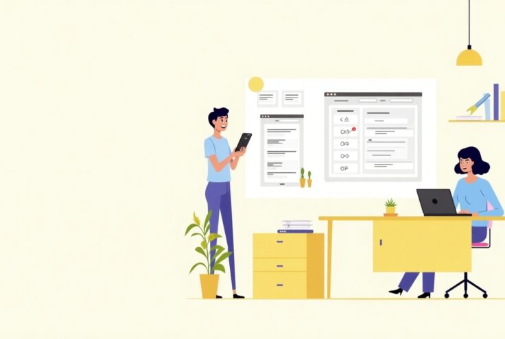 Flux_Dev_Flat_modern_illustration_of_a_QA_engineer_testing_a_w_1