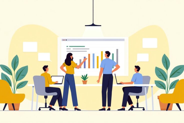 Flux_Dev_Flat_modern_illustration_of_a_team_in_a_meeting_revie_0